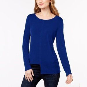 INC Asymmetrical Draped Top Blue XL